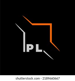 PL initial monogram technologi logo with square style design