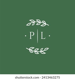 PL initial monogram wedding with creative design