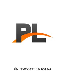 PL initial overlapping swoosh letter logo black orange