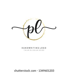 PL initial signature logo. handwriting logo template vector,