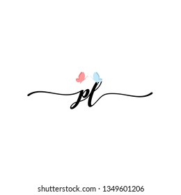 PL initial signature logo. handwriting logo template vector,