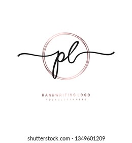 PL initial signature logo. handwriting logo template vector,