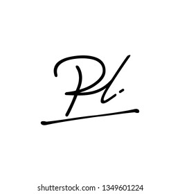 PL initial signature logo. handwriting logo template vector,