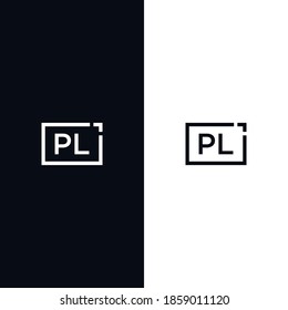 pl initial square logo design. square frame logo vector