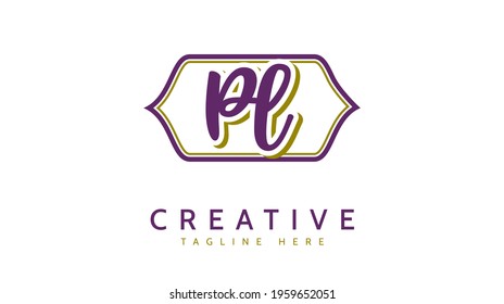 PL Initials, handwriting logo vector