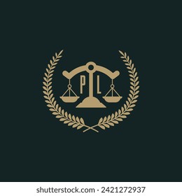 PL initials for law firm logo icon design vector image