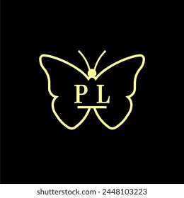 PL Initials Luxury Butterfly logo Vector illustration