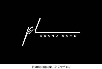 PL letter beauty handwriting vector logo. 