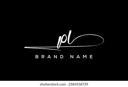 PL letter beauty handwriting vector logo. 
