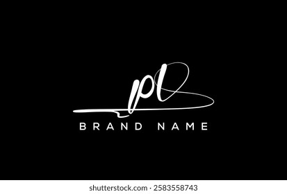 PL letter beauty handwriting vector logo. 
