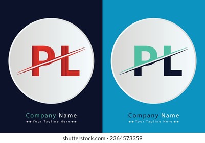 PL letter colorful logo in the circle. Vector Logo Illustration.