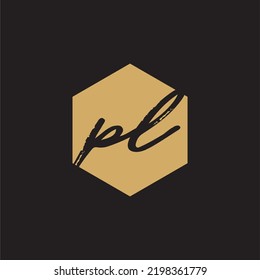 PL Letter hexagon logo vector image