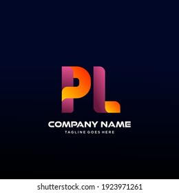 PL Letter initial Logo Vector With colorful, logo for media business