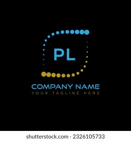 PL letter logo design on black background. PL creative initials letter logo concept. PL unique design.
