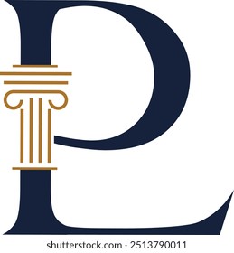 PL letter Logo with Law icon design