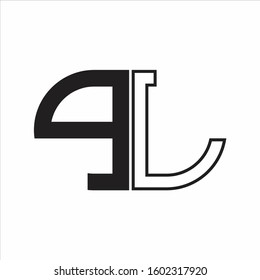 PL Letter logo monogram with oval shape negative space design template white background