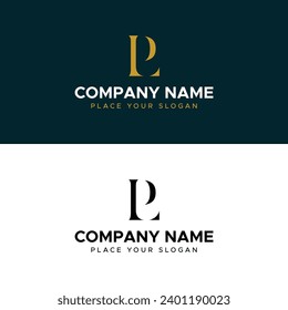 PL Letter Monogram Gold Minimalist Vector Logo