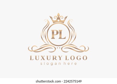 PL Letter Royal Luxury Logo template in vector art for Restaurant, Royalty, Boutique, Cafe, Hotel, Heraldic, Jewelry, Fashion and other vector illustration.