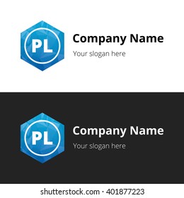 PL Letters , Abstract Polygonal Background Logo, design for Corporate Business Identity, Alphabet letter