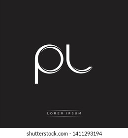 pl logo Initial Letter Split Lowercase Modern Isolated on Black White