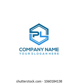 PL logo letter initial, Abstract polygonal Background Logo,