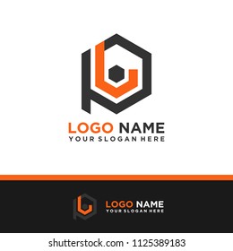 PL logo letter initial, Abstract polygonal Background Logo,