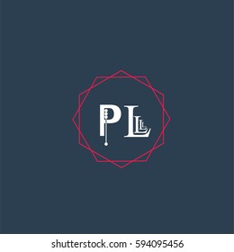 pl logo letter initial, Abstract Polygonal Background Logo, design for Corporate Business Identity,flat icon, Alphabet letter