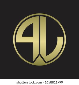 PL Logo monogram circle with piece ribbon style on gold colors