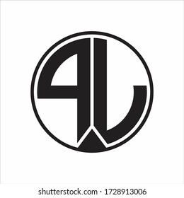 PL Logo monogram circle with piece ribbon style on white background