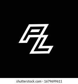 PL logo monogram with up to down style negative space design template isolated on black background