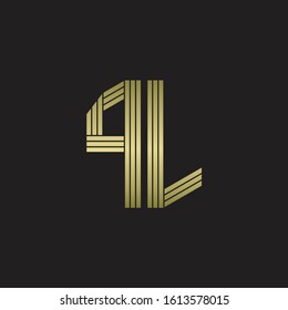 PL Logo monogram outline style linked isolated with gold colors