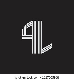 PL Logo monogram with outline style linked isolated on black background