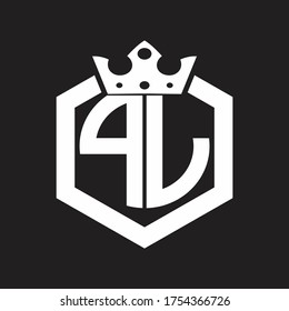 PL Logo round monogram inside hexagon shape with crown design template