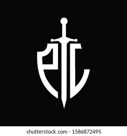 PL logo with shield shape and sword