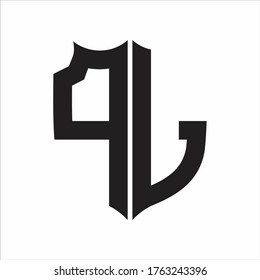 PL Logo Shield style Monogram design template on white background