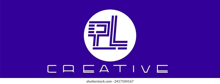 PL logo type alphabet identity circle connected icon vector template