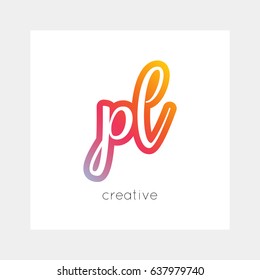 PL logo, vector. Useful as branding, app icon, alphabet combination, clip-art.