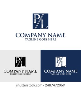 PL LP letter initial pillar law firm attorney logo design template