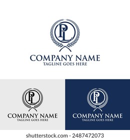 PL LP letter initial pillar law firm attorney logo design template