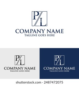 PL LP letter initial pillar law firm attorney logo design template