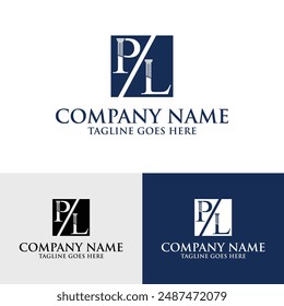 PL LP letter initial pillar law firm attorney logo design template