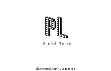 PL LP P L abstract vector logo monogram template