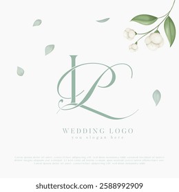PL, LP Wedding Monogram Initial Letters Logo