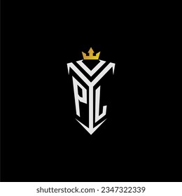 PL monogram logo initial for shield  crown style design