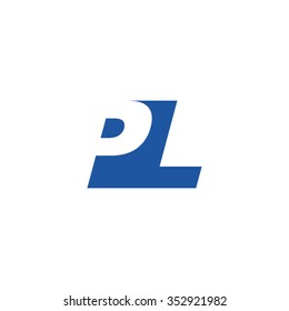 PL negative space letter logo blue