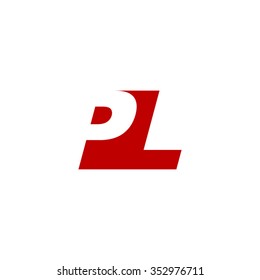 PL negative space letter logo red