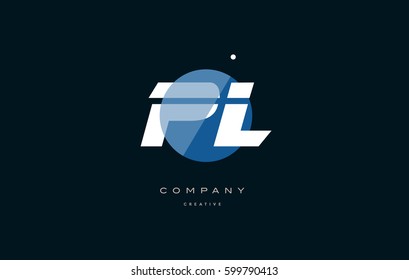 pl p l  blue circle dot big font alphabet company letter logo white design vector icon template 