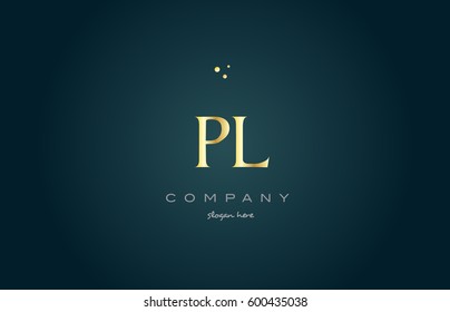 pl p l  gold golden luxury product metal metallic alphabet company letter logo design vector icon template green background