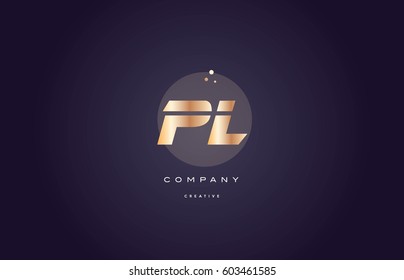 pl p l  gold yellow golden metal metallic bold luxury product modern creative gradient alphabet company logo design vector icon template