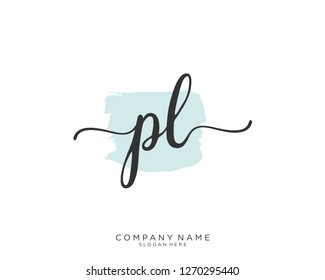 PL P L Initial handwriting logo vector 